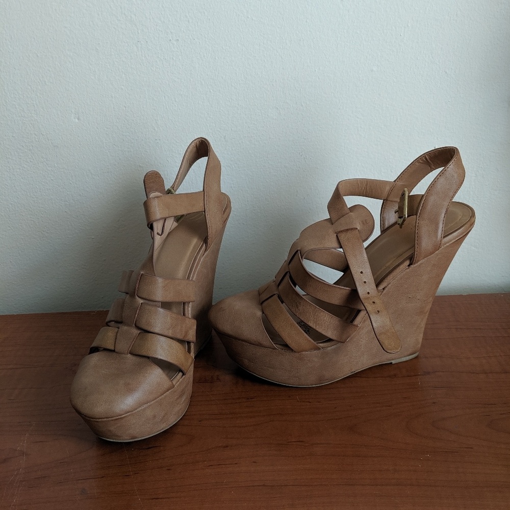 Brown platform wedges
